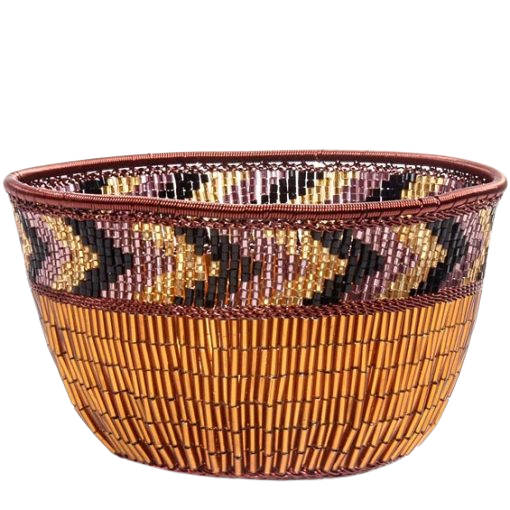 Zulu Copper Beaded Baskets | Buy Fair Trade African baskets at basketsofafrica.com
