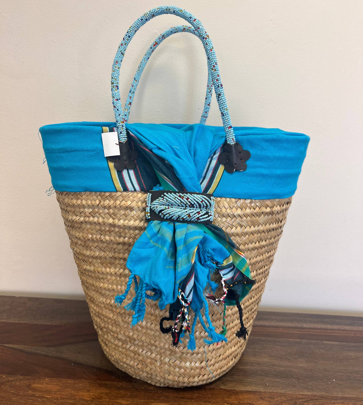 Blue Natural Palm Tote