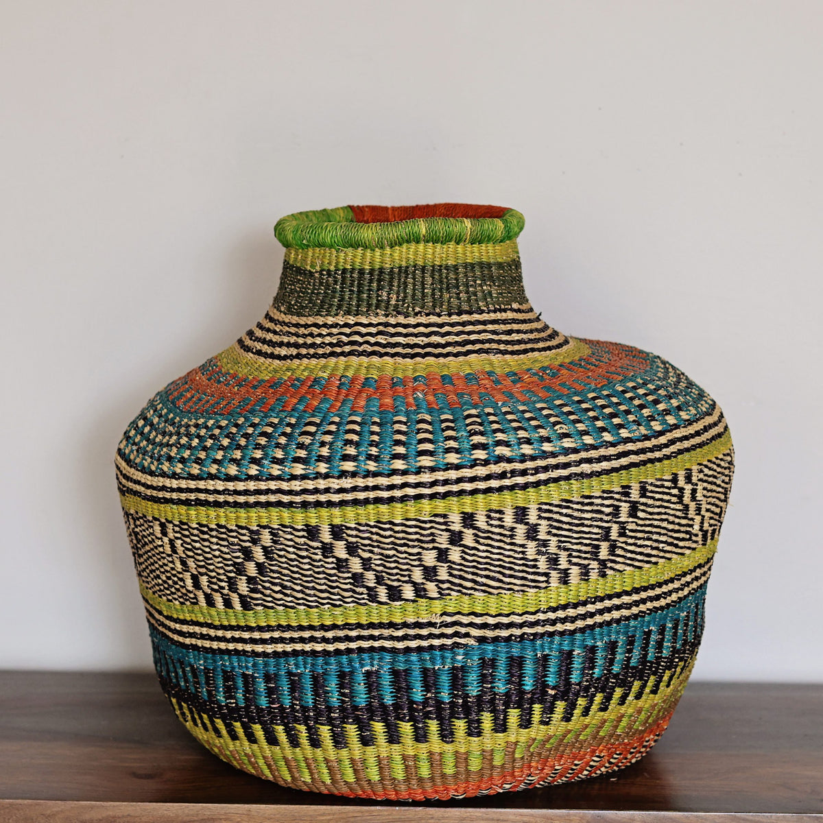 Extra Large Bolga Decorative Teal Basket
