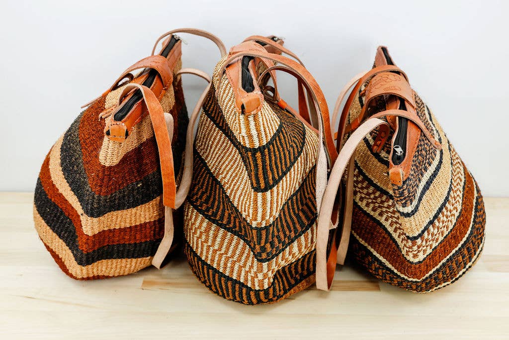 Traditional Kenya Earth Color Basket - Zipper