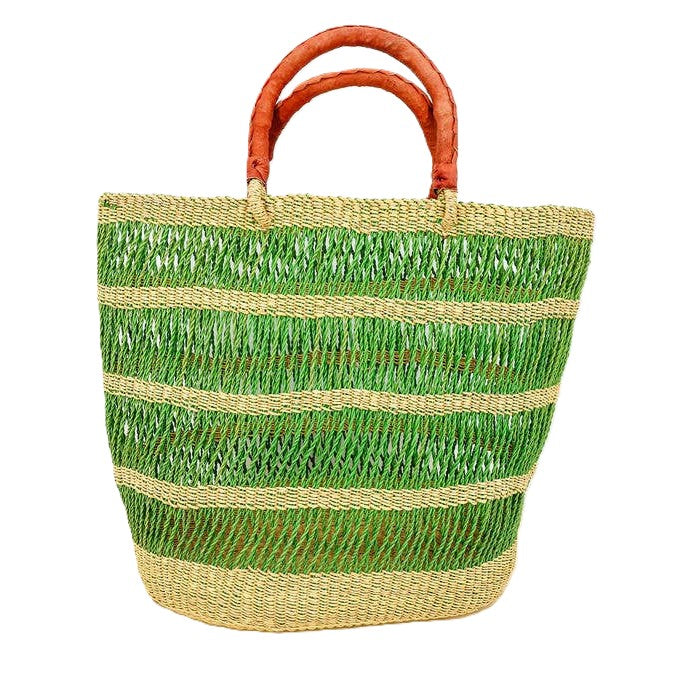 Green African lace utility tote
