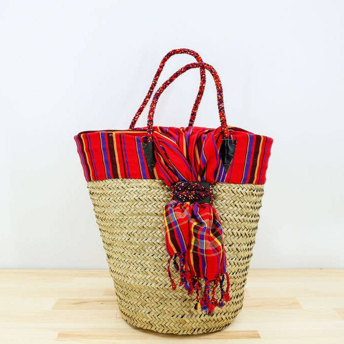Red Natural Palm Tote