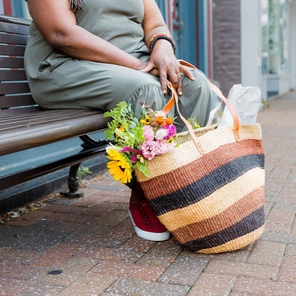 Traditional Kenya Earth Color Basket - Open