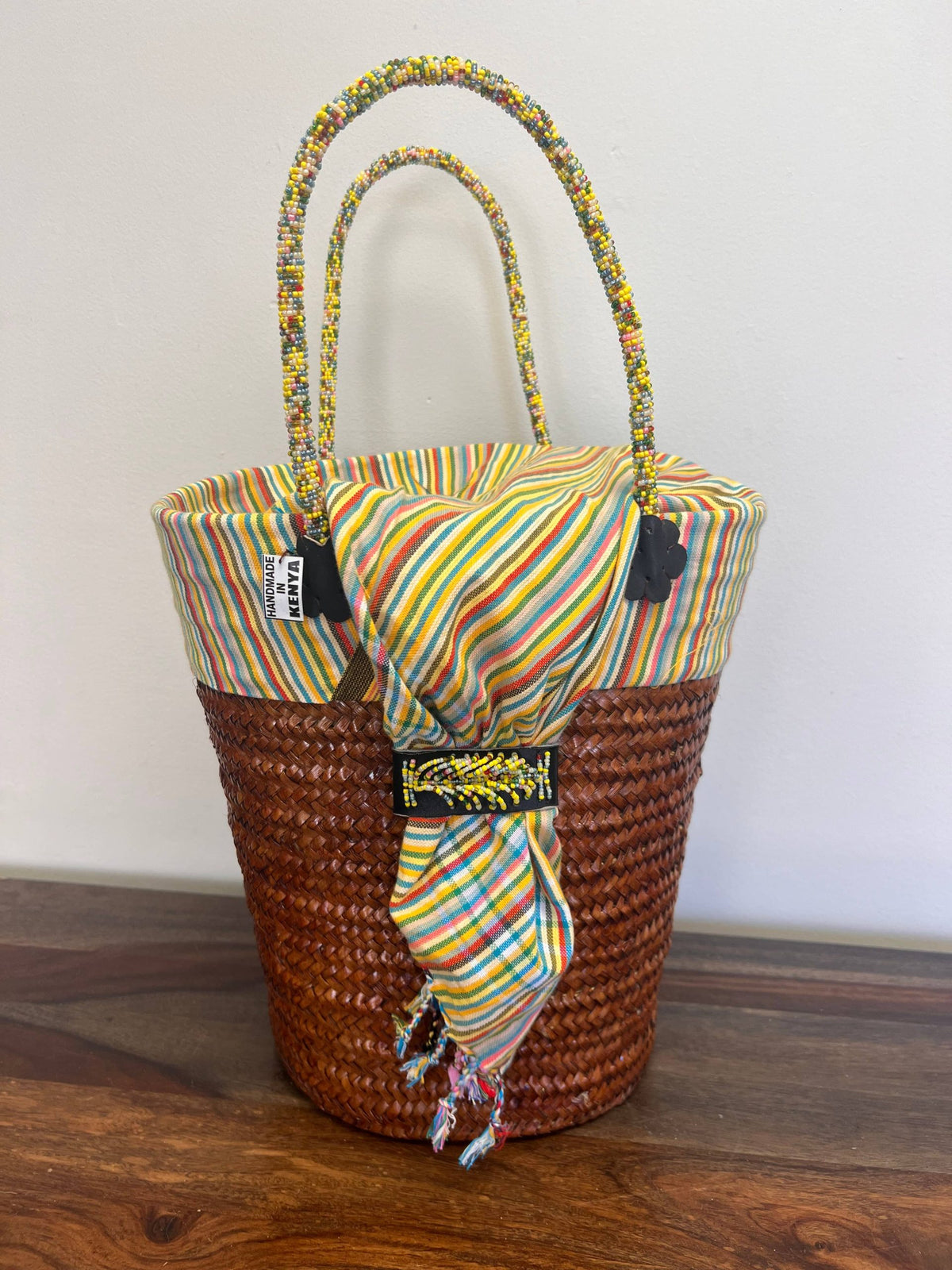 Yellow Caramel Palm Tote