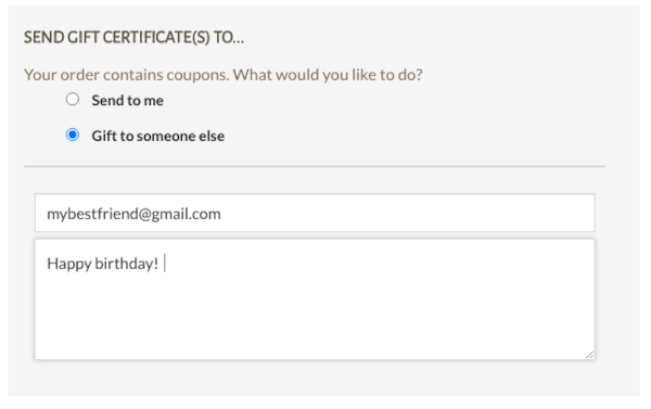 How to send a gift certificate