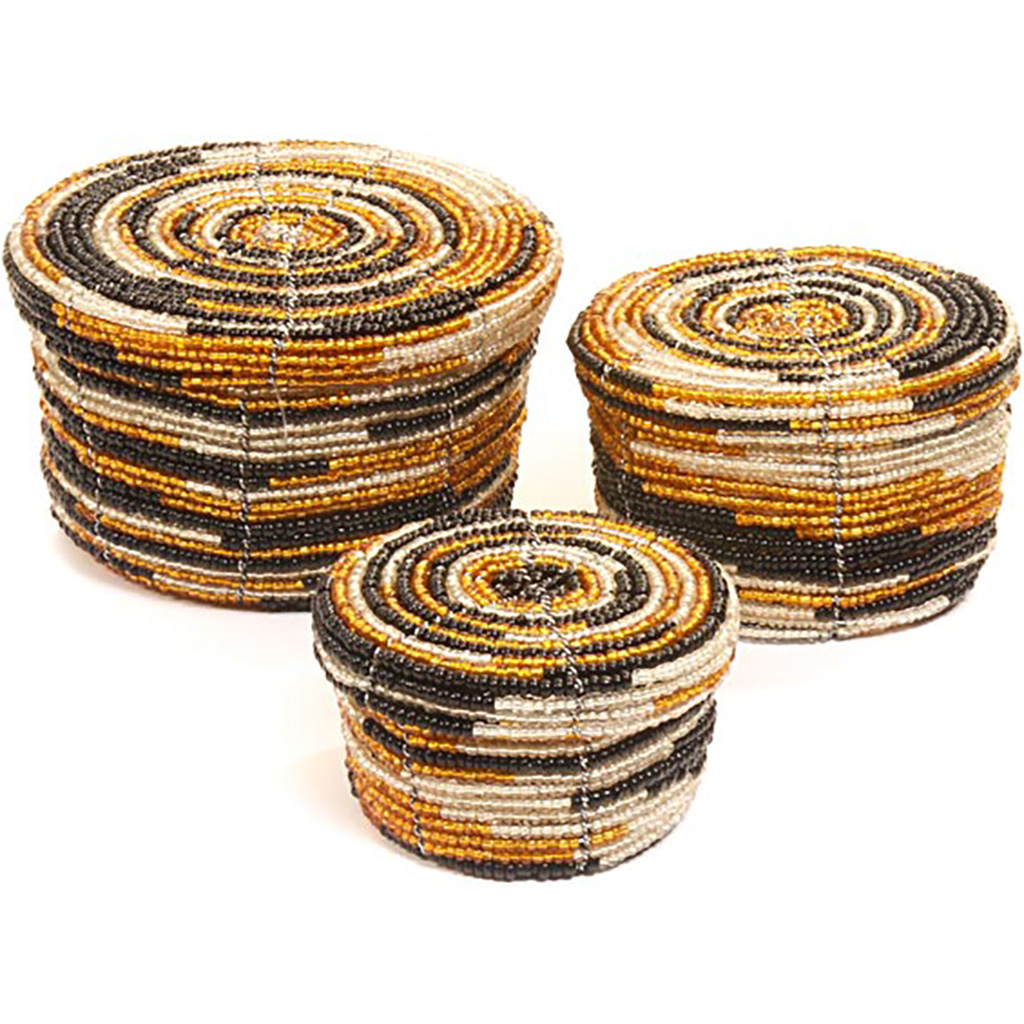 Set of 3 Round Nesting Boxes Fair Trade African basket from Kenya