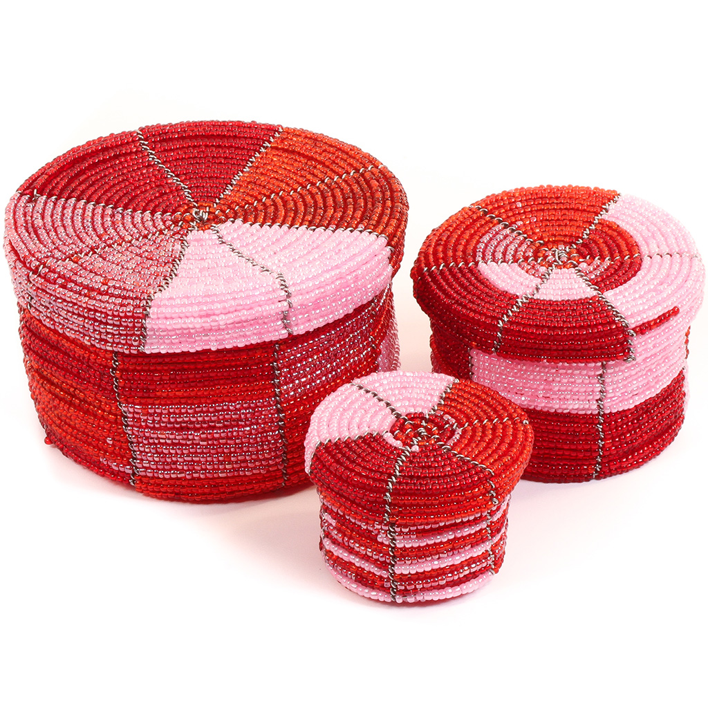 Set of 3 Round Nesting Boxes Fair Trade African basket from Kenya