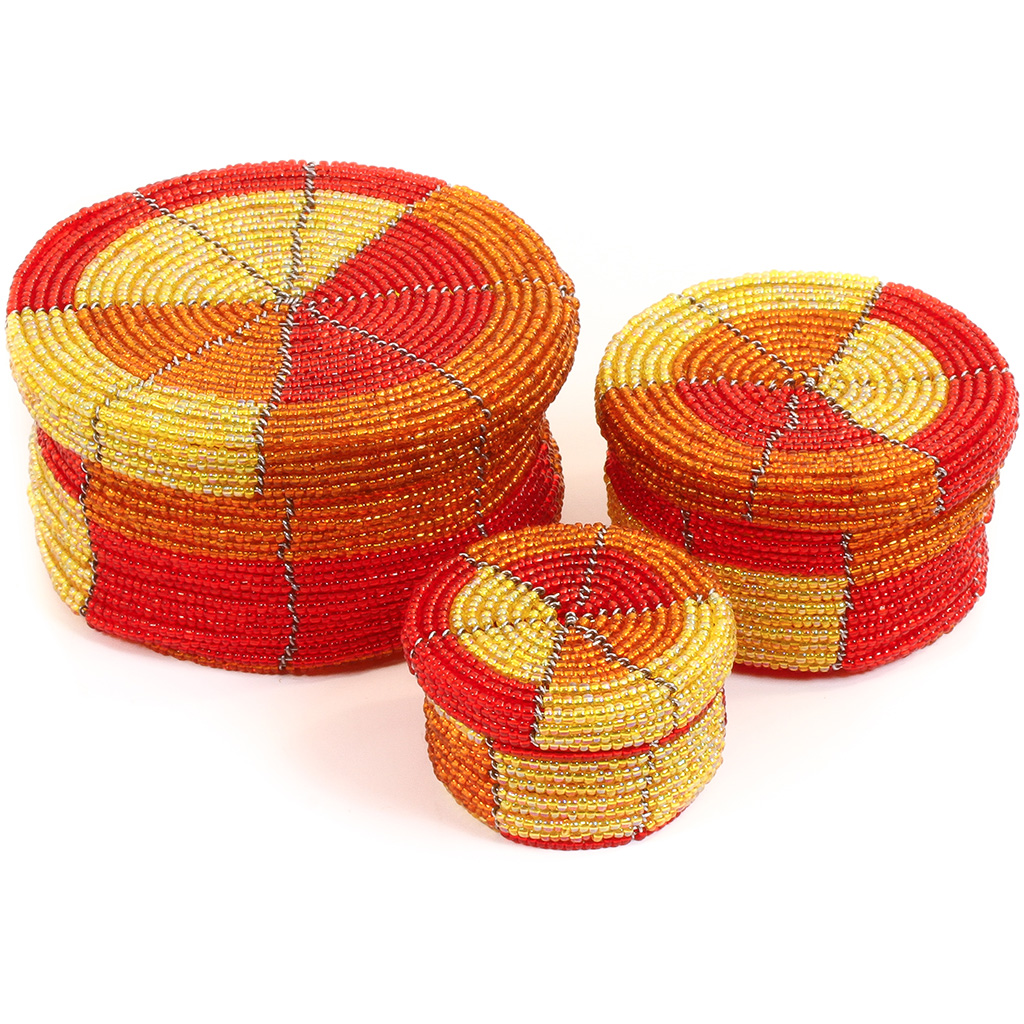 Set of 3 Round Nesting Boxes Fair Trade African basket from Kenya